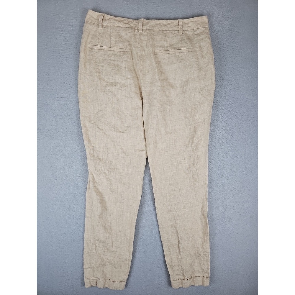 Zara Pants Women's 6 30x26 Beige Linen Tapered Ankle Summer Costal Beach - Picture 4 of 6